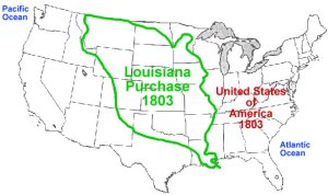 Map of the United States showing Louisiana Purchase